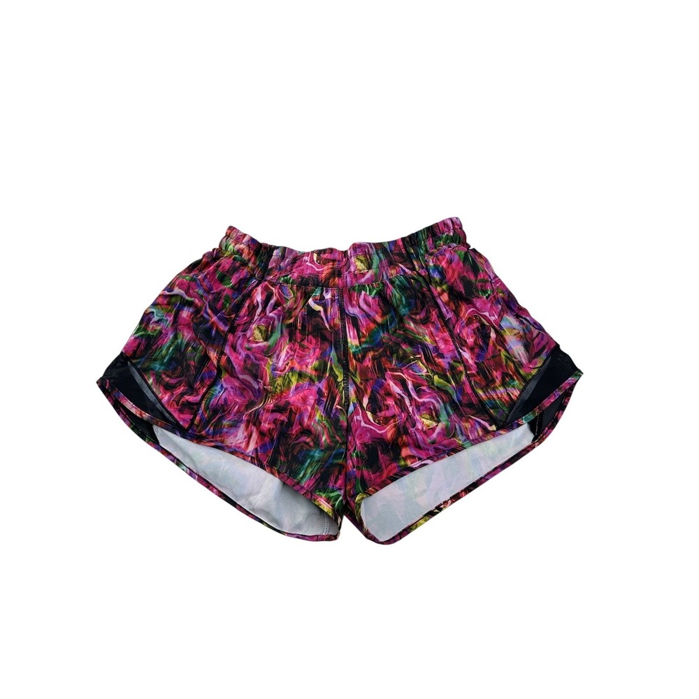 Lululemon Hotty Hot Low-Rise 4" Shorts Pink Multicolor Abstract Print Size‎ 8